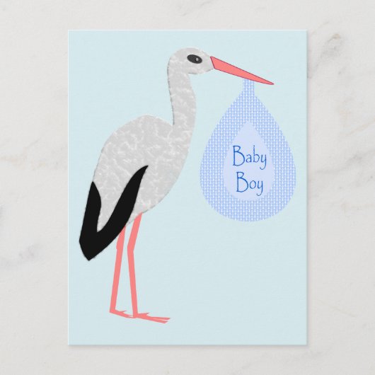 Cute Blue Baby Stork Briefkaart (Voorkant)
