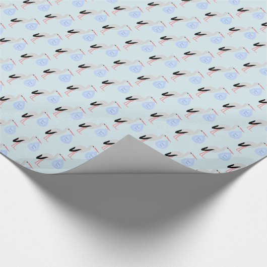 Cute Blue Baby Stork Cadeaupapier (Hoek)