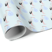 Cute Blue Baby Stork Cadeaupapier (Rol Hoek)