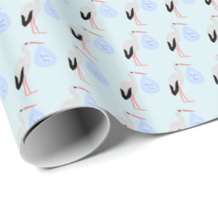 Cute Blue Baby Stork Cadeaupapier