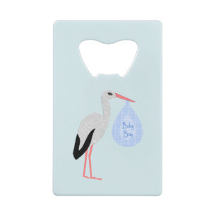 Cute Blue Baby Stork Creditkaart Flessenopener