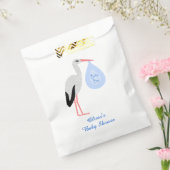 Cute Blue Baby Stork Custom Baby shower Bedankzakje (Gezegeld)