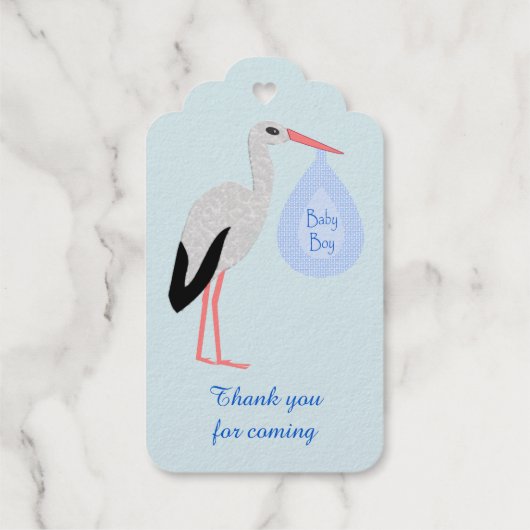 Cute Blue Baby Stork Custom Baby shower Cadeaulabels