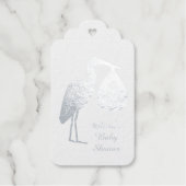 Cute Blue Baby Stork Custom Baby shower Cadeaulabels (Voorkant)