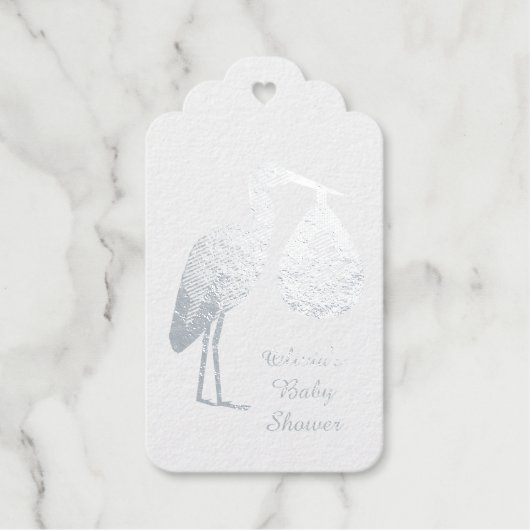 Cute Blue Baby Stork Custom Baby shower Cadeaulabels (Voorkant)