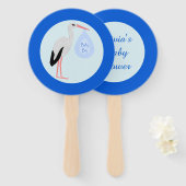 Cute Blue Baby Stork Custom Baby shower Handwaaier (Voorkant en achterkant)