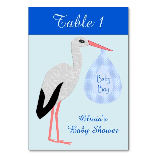 Cute Blue Baby Stork Custom Baby shower Kaart (Voorkant)