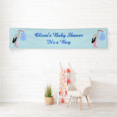 Cute Blue Baby Stork Custom Baby shower Spandoek (Insitu)