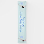 Cute Blue Baby Stork Custom Baby shower Spandoek (Verticaal)