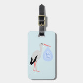 Cute Blue Baby Stork Custom Bagagelabel (Voorkant verticaal)