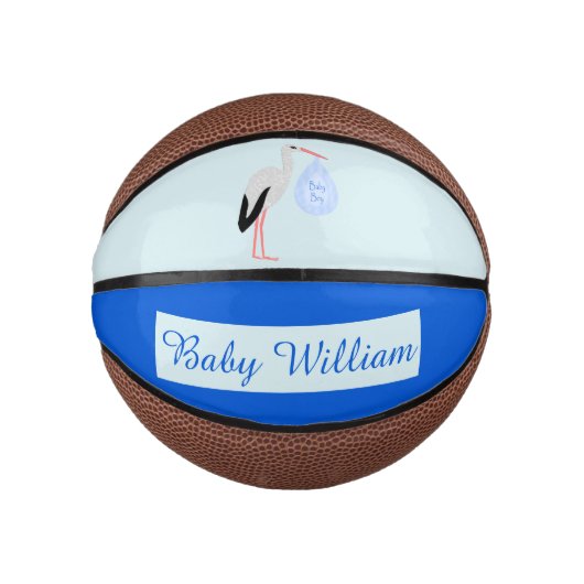 Cute Blue Baby Stork Custom Basketbal (Voorkant)
