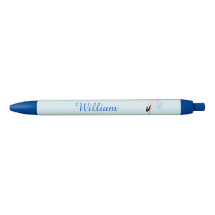 Cute Blue Baby Stork Custom Blauwe Inkt Pen