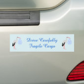 Cute Blue Baby Stork Custom Bumpersticker (Op auto)
