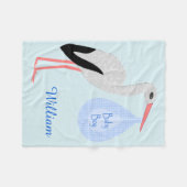 Cute Blue Baby Stork Custom Fleece Deken (Voorkant (Horizontaal))