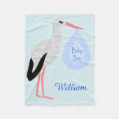 Cute Blue Baby Stork Custom Fleece Deken (Voorkant)