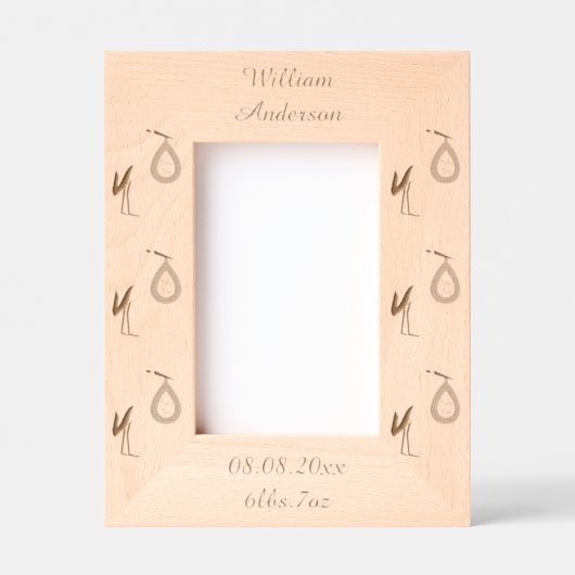 Cute Blue Baby Stork Custom Gegraveerde Lijstjes (Voorkant)