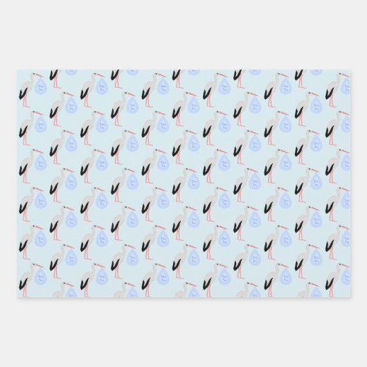 Cute Blue Baby Stork Custom Inpakpapier Vel (Voorkant 2)