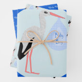 Cute Blue Baby Stork Custom Inpakpapier Vel (In situ)