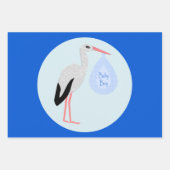Cute Blue Baby Stork Custom Inpakpapier Vel (Voorkant)