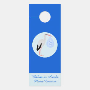 Cute Blue Baby Stork Custom Nursery Deurhanger