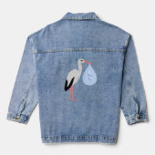 Cute Blue Baby Stork Denim Jacket (Achterkant)