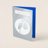Cute Blue Baby Stork Folie Kaarten (Voorkant)