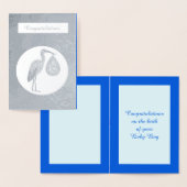 Cute Blue Baby Stork Folie Kaarten (Display)