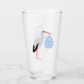 Cute Blue Baby Stork Glas (Achterkant)