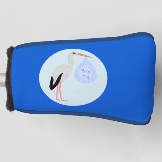 Cute Blue Baby Stork Golfheadcover (Voorkant)