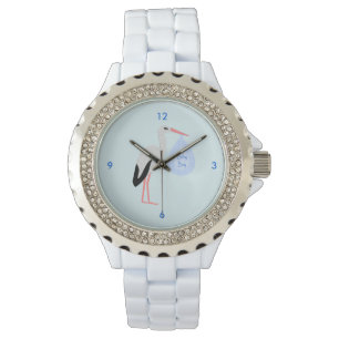 Cute Blue Baby Stork Horloge