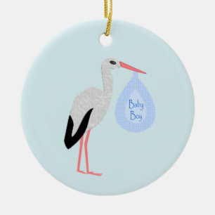 Cute Blue Baby Stork Keramisch Ornament
