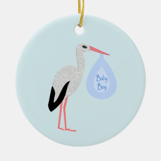 Cute Blue Baby Stork Keramisch Ornament (Voorkant)