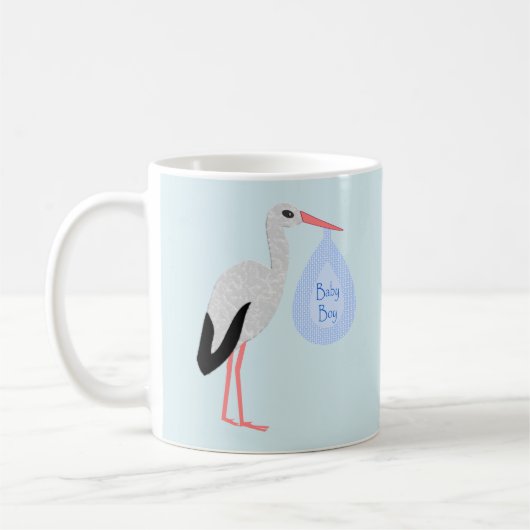 Cute Blue Baby Stork Koffiemok (Links)