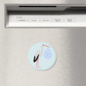 Cute Blue Baby Stork Magneet (Insitu (Vaatwasser))