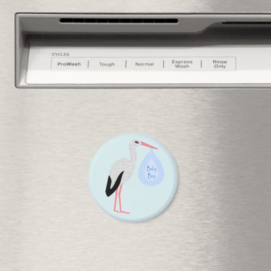 Cute Blue Baby Stork Magneet (Insitu (Vaatwasser))