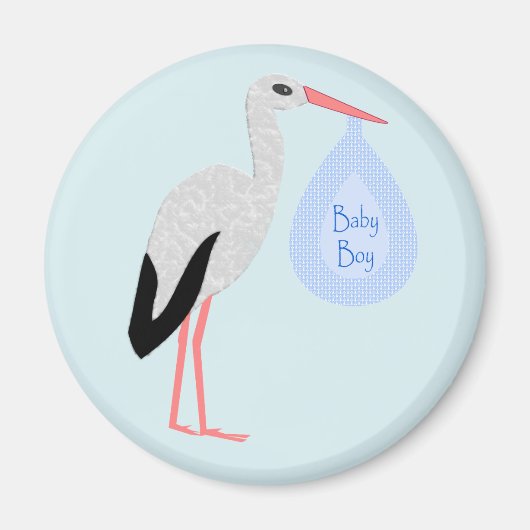 Cute Blue Baby Stork Magneet (Voorkant)