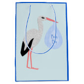 Cute Blue Baby Stork Medium Cadeauzakje (Voorkant)