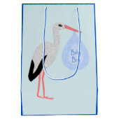 Cute Blue Baby Stork Medium Cadeauzakje (Achterkant)