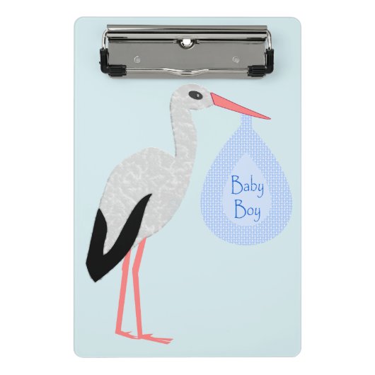 Cute Blue Baby Stork Mini Klembord (Voorkant)