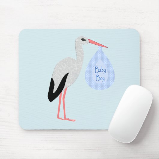 Cute Blue Baby Stork Muismat (Met muis)