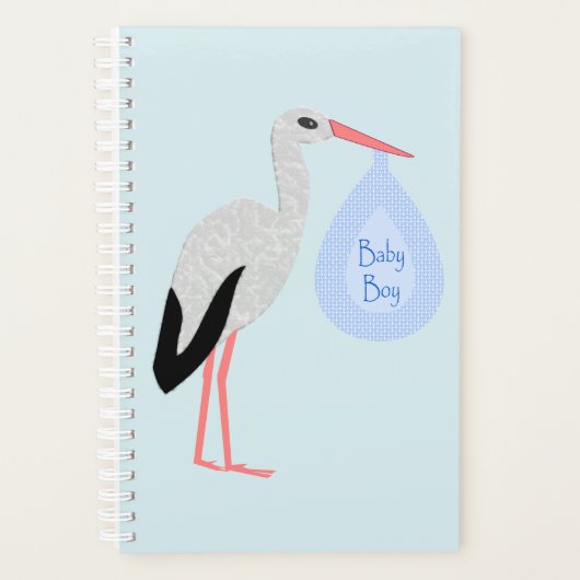 Cute Blue Baby Stork Planner (Voorkant)