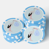 Cute Blue Baby Stork Poker Chips (Opstapeling)