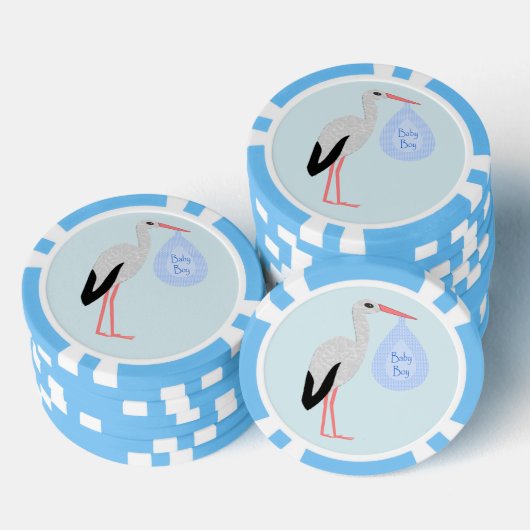 Cute Blue Baby Stork Poker Chips (Opstapeling)