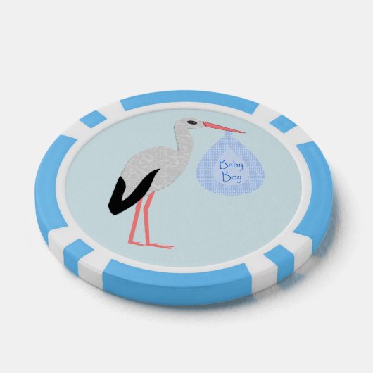 Cute Blue Baby Stork Poker Chips (Enkel)