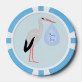 Cute Blue Baby Stork Poker Chips (Voorkant)