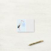 Cute Blue Baby Stork Post-it® Notes (Op bureau)