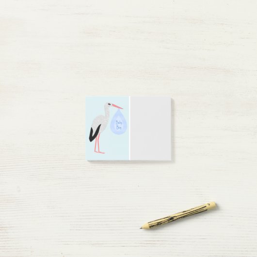 Cute Blue Baby Stork Post-it® Notes (Op bureau)