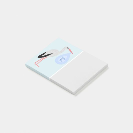 Cute Blue Baby Stork Post-it® Notes (Schuin)