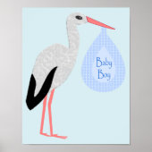 Cute Blue Baby Stork Poster (Voorkant)