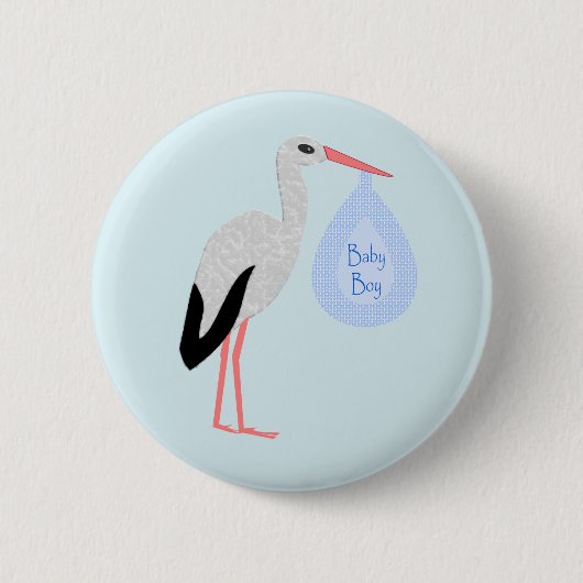 Cute Blue Baby Stork Ronde Button 5,7 Cm (Voorkant)